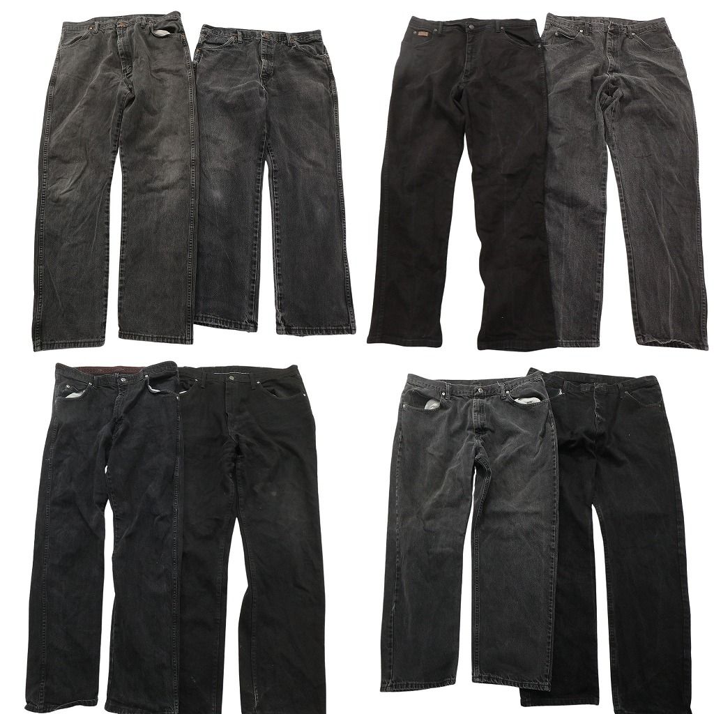 古着卸 Wrangler ラングラー ブラックデニム パンツ セット メンズ 40 38 36 革パッチ フェード アメコミ ND 0206