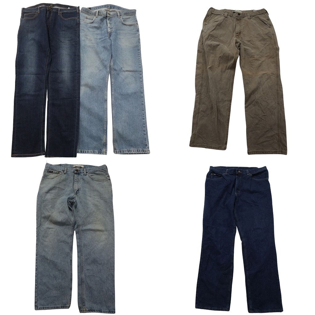 古着卸 まとめ売り リー LEE デニム パンツ セット メンズ 38 ベージュ インディゴブルー フェード アメカジ 古着 ND 0202
