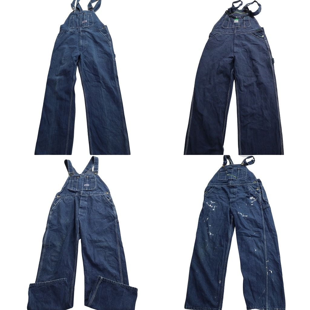 古着卸 デニム オーバーオール セット メンズ 38 36 ペインティング KEY リバティ インディゴブルー 古着 ND 0239