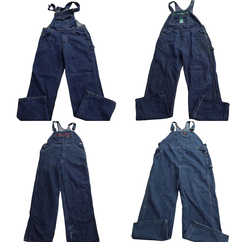 古着卸 まとめ売り デニム オーバーオール 4枚セット (メンズ 38
