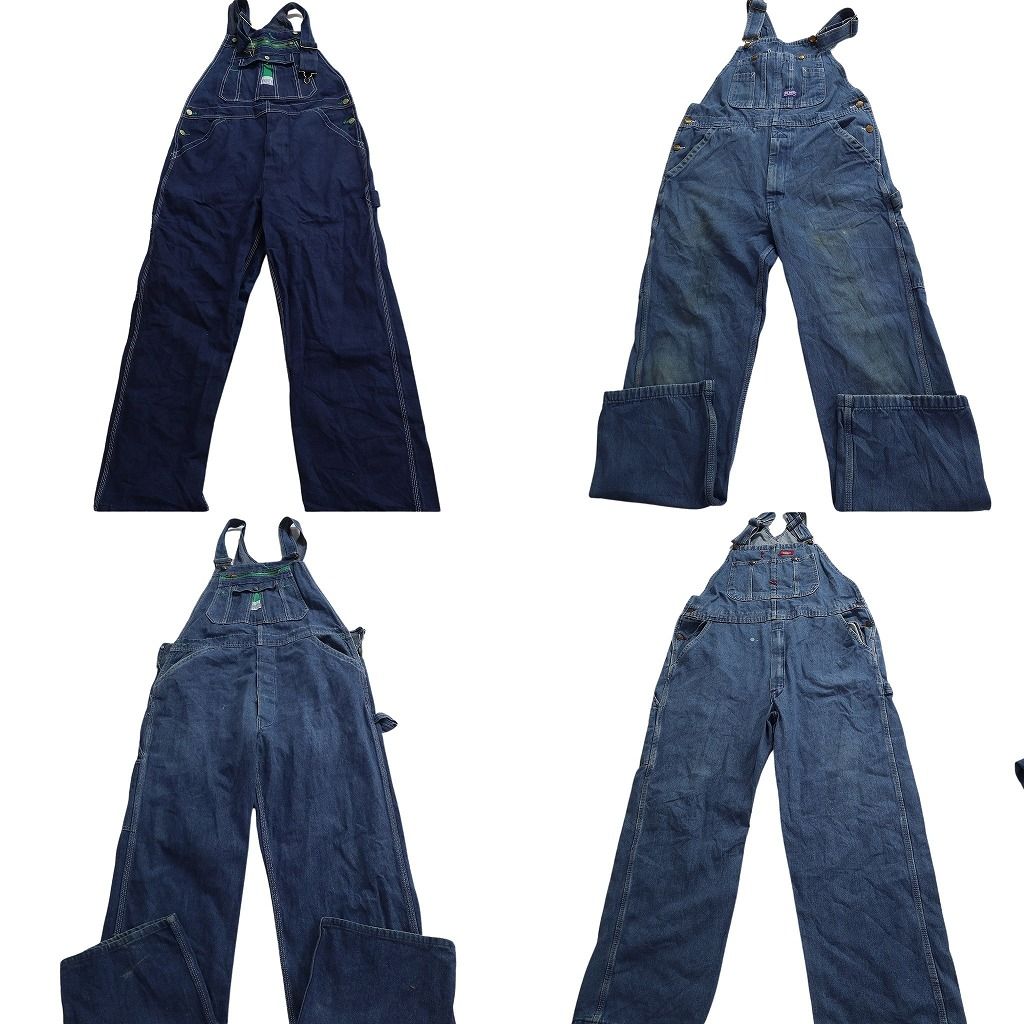 古着卸 デニム オーバーオール セット メンズ 38 ディッキーズ リバティ インディゴブルー アメカジ 古着 ND 0237