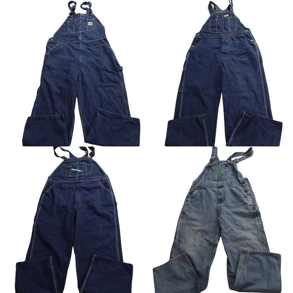 古着卸 デニム オーバーオール セット メンズ 40 ディッキーズ カーハート KEY インディゴブルー 古着 ND 0236