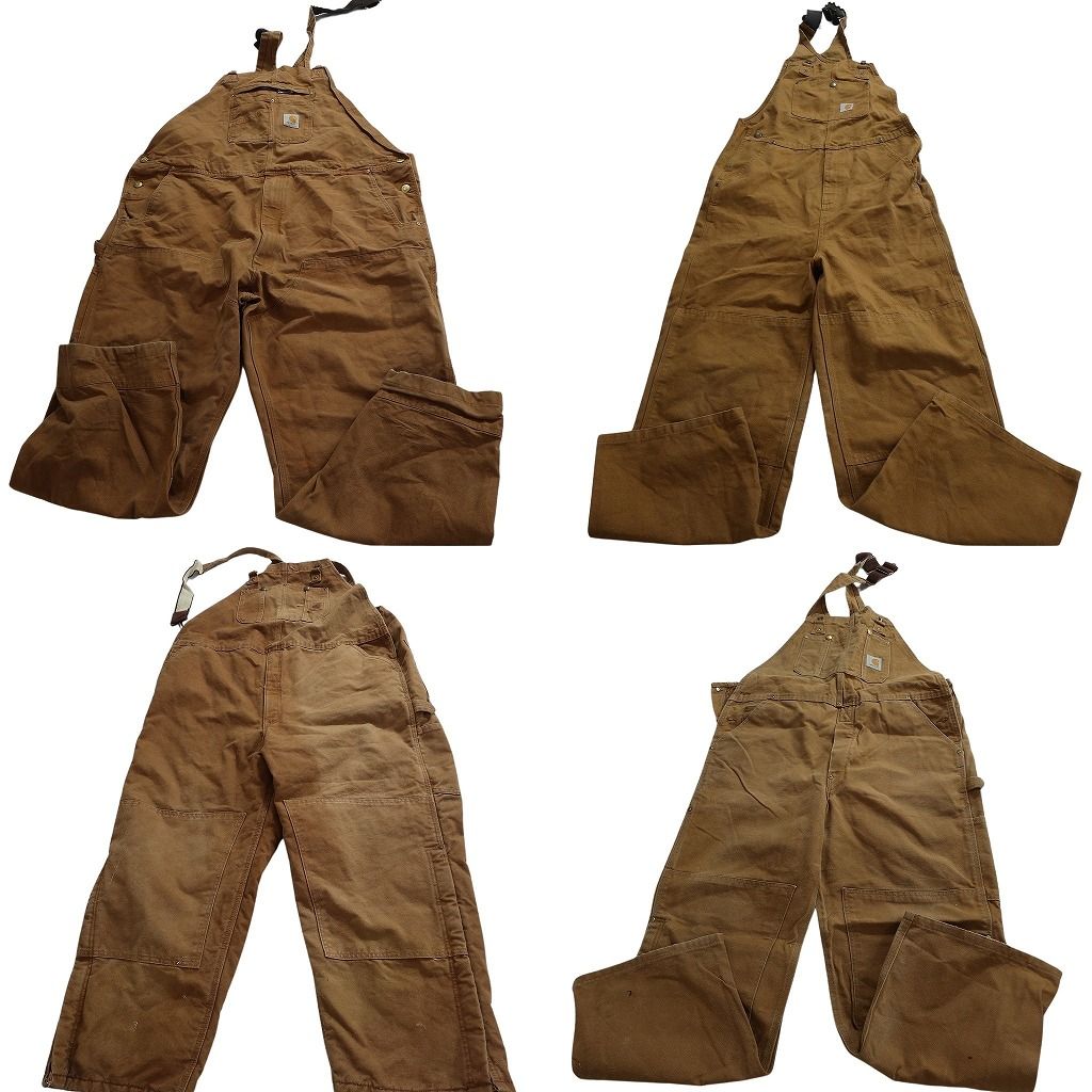 古着卸 カーハート ダック地 オーバーオール セット メンズ 46 40 50 L ベージュ ダブルニー ND 0223