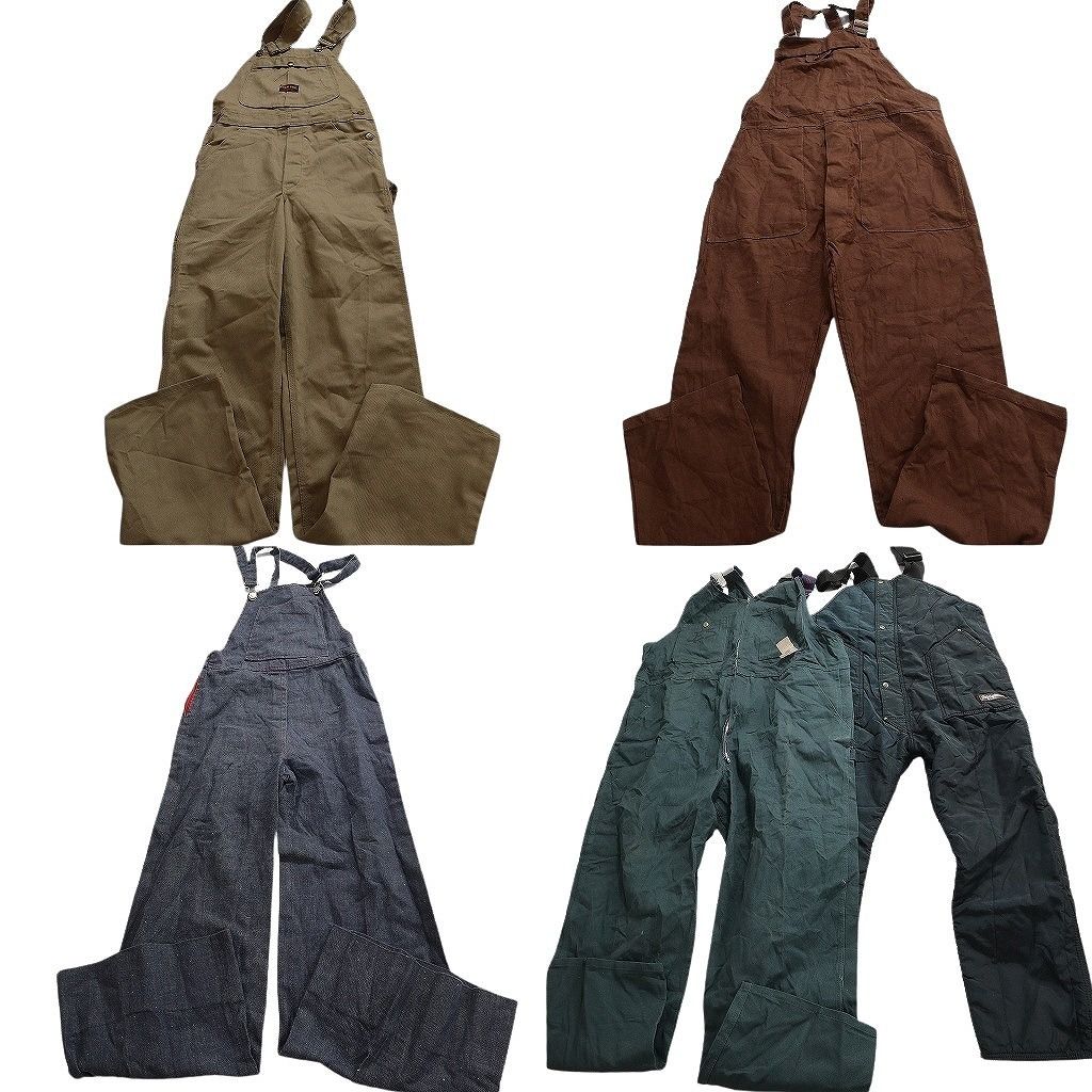 古着卸 まとめ売り オーバーオール MIX セット メンズ 46 |42 |38 |26 |M ベージュ 茶色 デニム 緑 アメカジ 古着 ND 0221