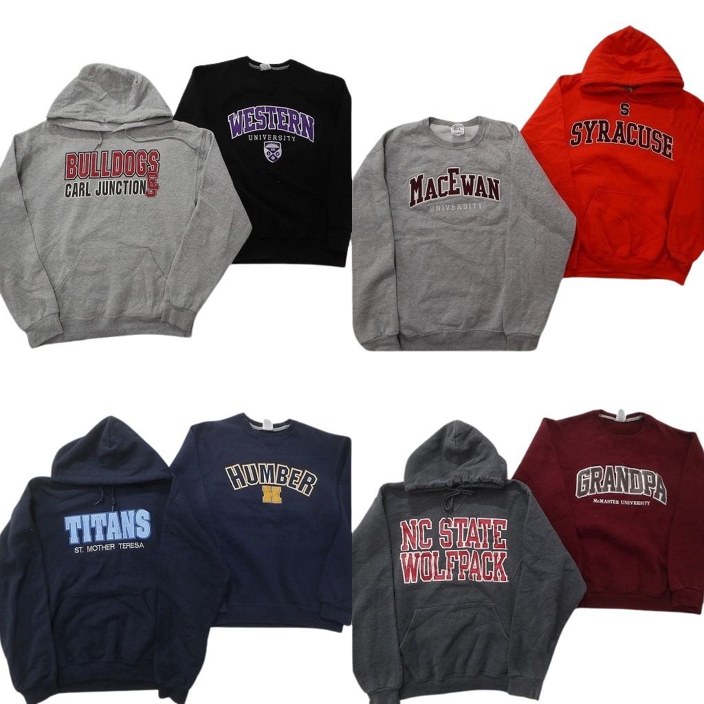 古着卸 カレッジ風 スウェット セット メンズ M アーチロゴ クルーネック フーディー 古着 ND 0257