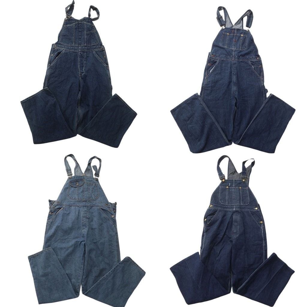 古着卸 デニム オーバーオール セット メンズ 32 34 ディッキーズ インディゴブルー 古着 ND 0255