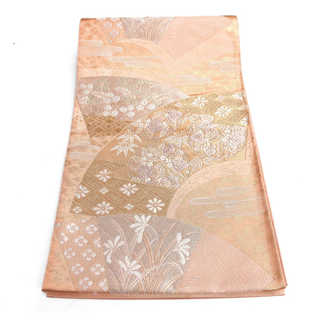 袋帯 扇 花紋 亀甲 桐の花 萩 ヱ霞 着物 122 b d ms