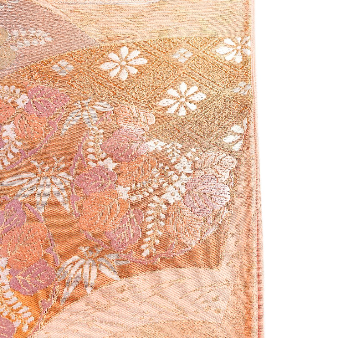  袋帯 扇 花紋 亀甲 桐の花 萩 ヱ霞 着物 122 b d ms 袋帯 帯