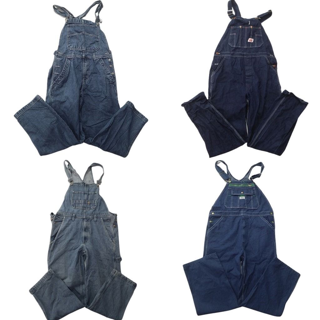 古着卸 デニム オーバーオール セット メンズ 34 36 インディゴブルー 古着 ND 0250