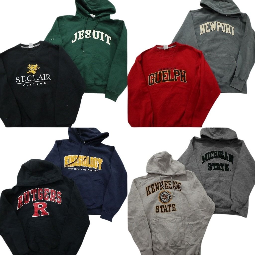 古着卸 カレッジ風 スウェット セット メンズ S フーディー ミシガン アーチロゴ クルーネック 古着 ND 0262