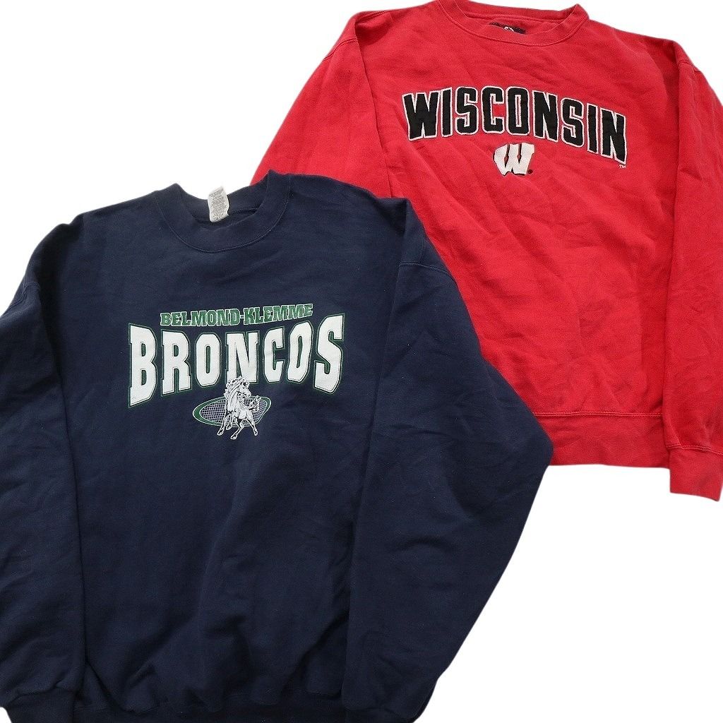 古着卸 まとめ売り カレッジ風 スウェット セット メンズ 2 XL クルーネック フーディー ラッセル アーチロゴ 古着 ND 0261