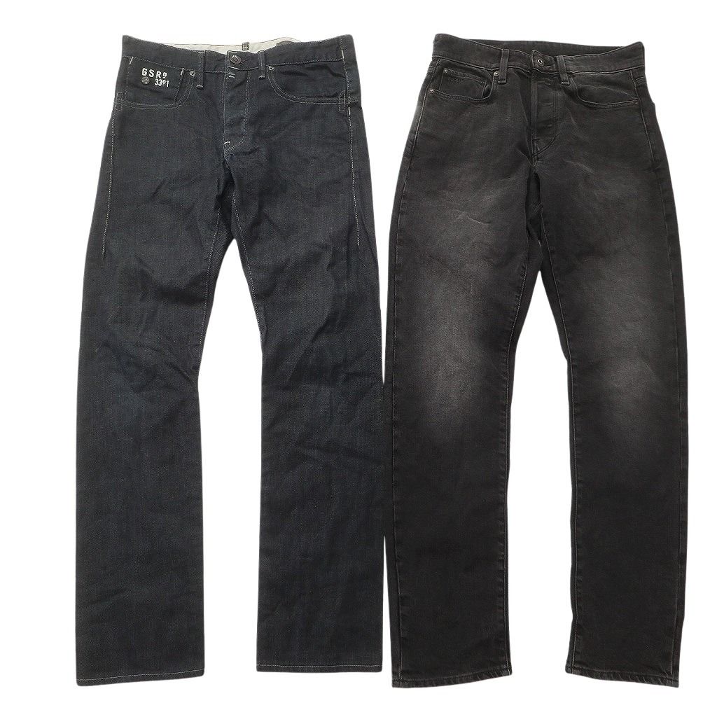 古着卸 G STAR RAW デニム パンツ セット メンズ 28 29 30 31 ブラック ヒゲ 古着 ND 0247