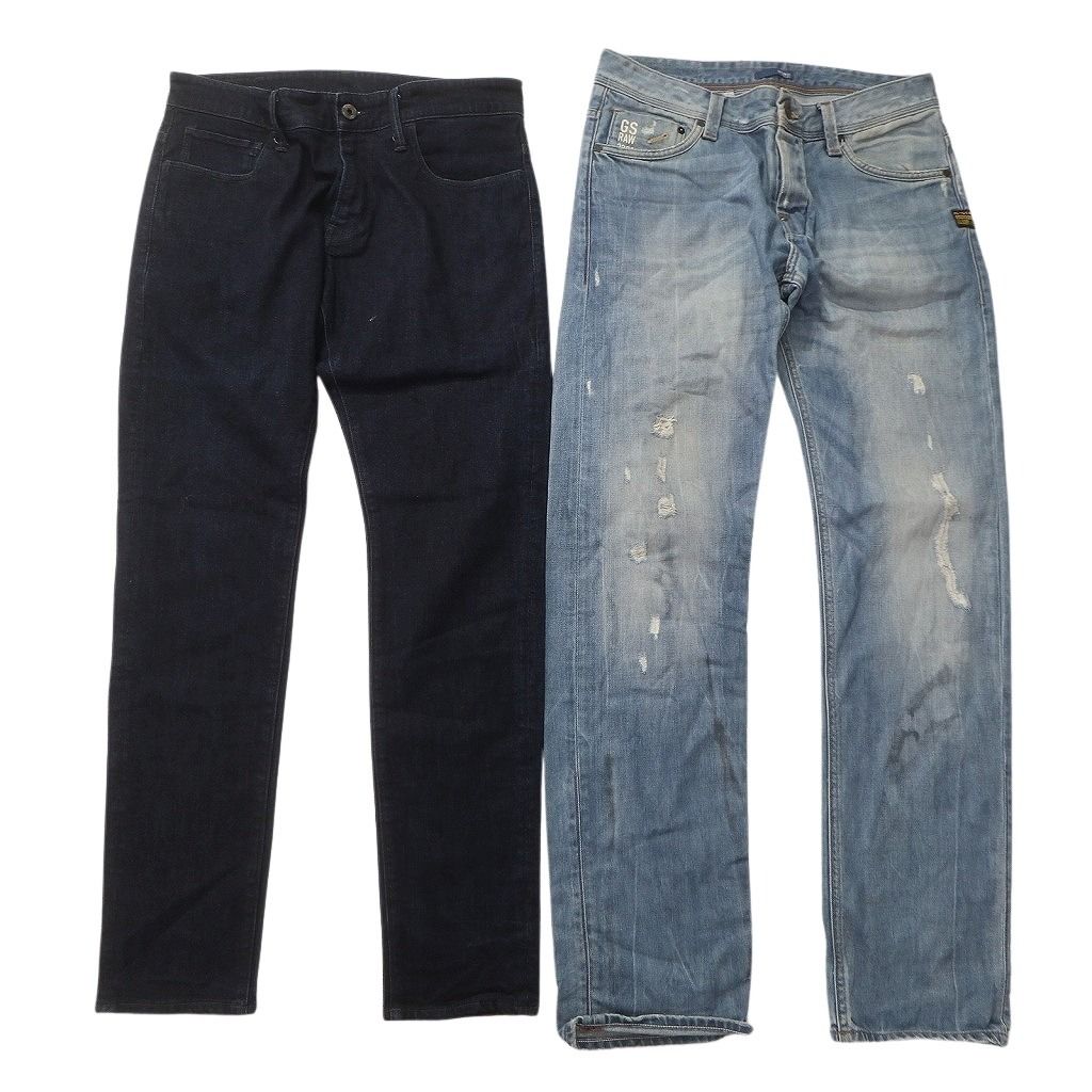  古着卸 G STAR RAW デニム パンツ セット メンズ 31 32 ダメージ加工 フェード インディゴブルー 古着 ND 0246 その他 メンズ