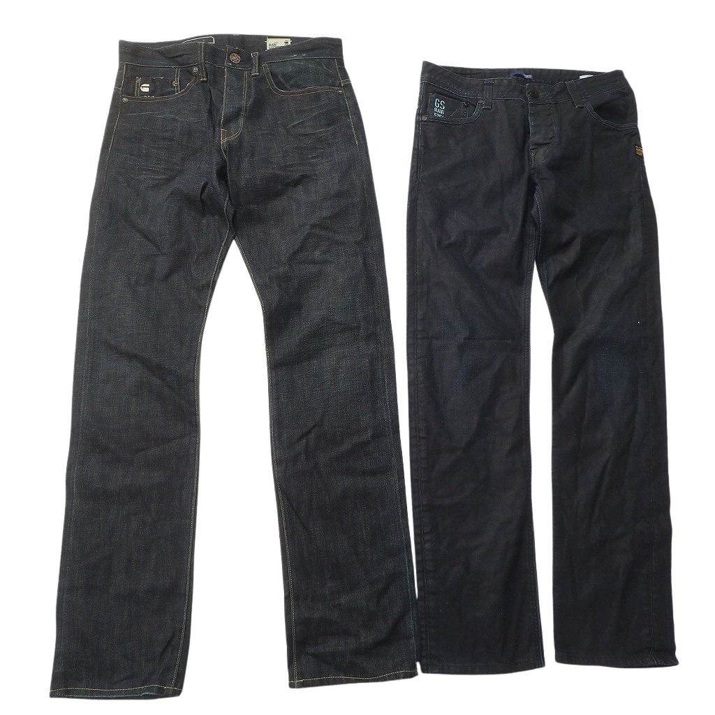 古着卸 G STAR RAW デニム パンツ セット メンズ 31 32 ダメージ加工 フェード インディゴブルー 古着 ND 0246