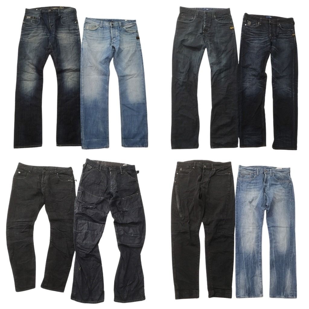 古着卸 G STAR RAW デニム パンツ セット メンズ 34 フェード ブラック インディゴブルー 古着 ND 0244