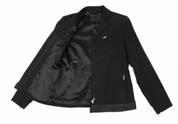 プラダPRADA ジップポケットデザインジャケット 黒38 - メルカリ