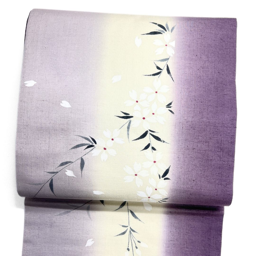 名古屋帯 紬 作家もの 桜 縦縞 着物 122 b d ms