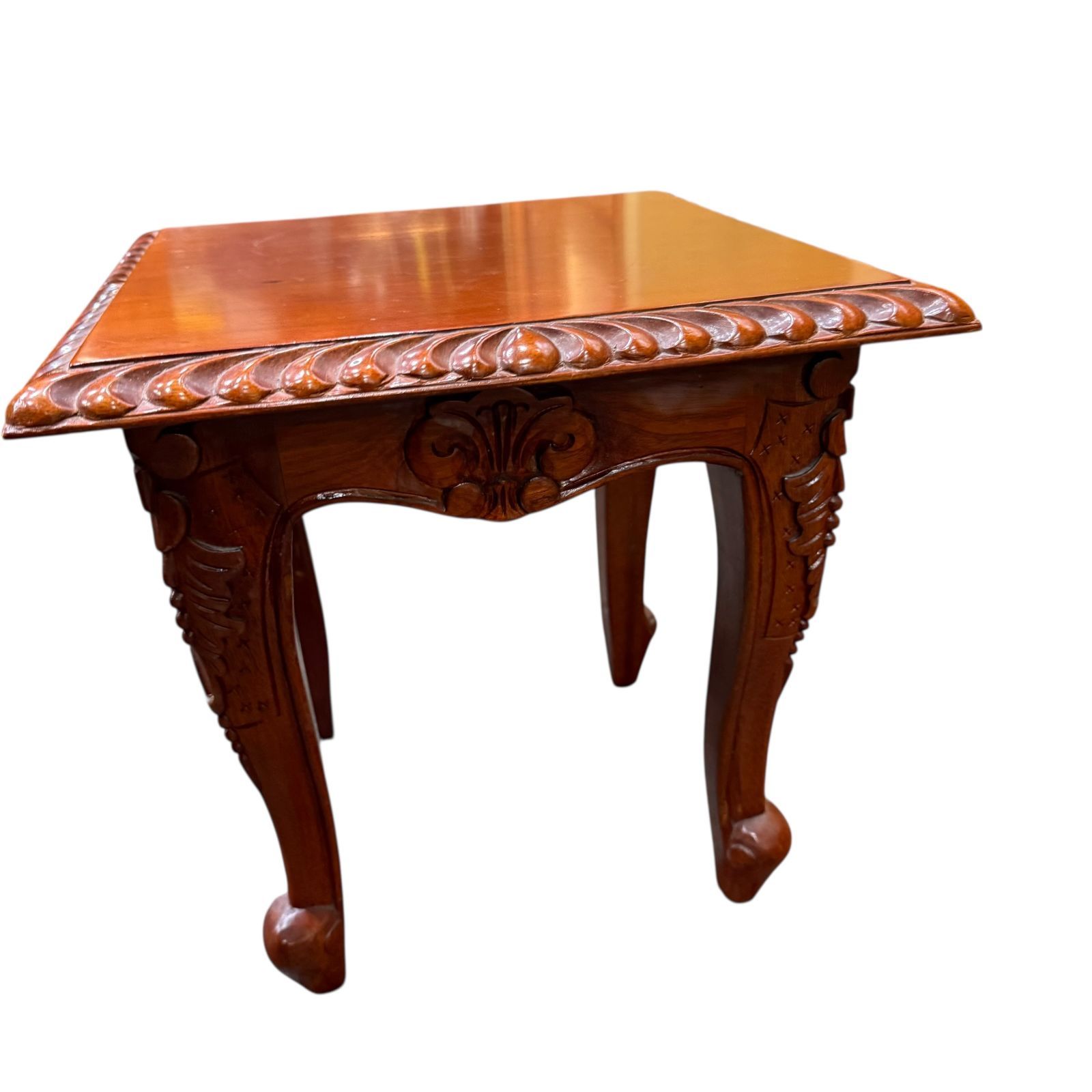 ヴィンテージ　木製サイドテーブル　ベッドサイドテーブル　猫脚 輸入アンティーク家具 ヨーロピアン 猫足 飾り棚 サイドボード サイド