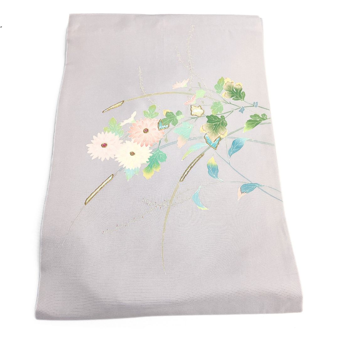 作家もの 名古屋帯 螺鈿細工 京加賀友禅 塩瀬 花 着物 122 b d ms