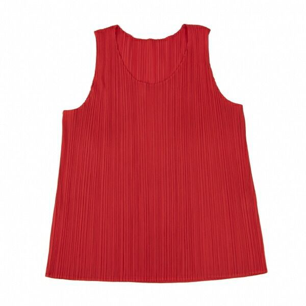 美品　PLEATS PLEASE　プリーツプリーズ　タンクトップ　3 プリーツプリーズPLEATS PLEASE プリーツタンクトップ 赤3 - メルカリ