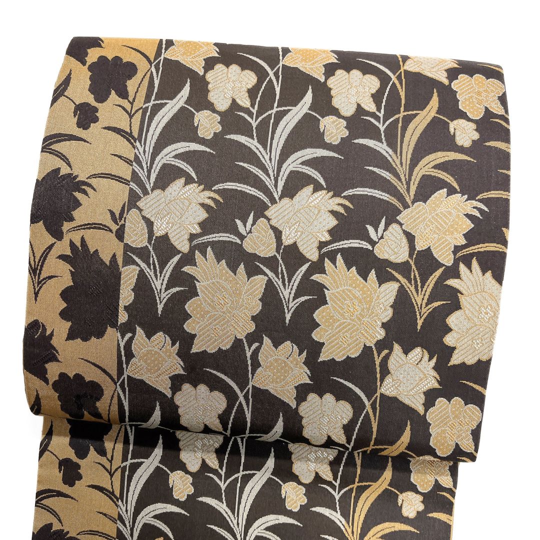 袋帯 唐花 花影 リーフ 全通 お洒落 着物 122 b d ms