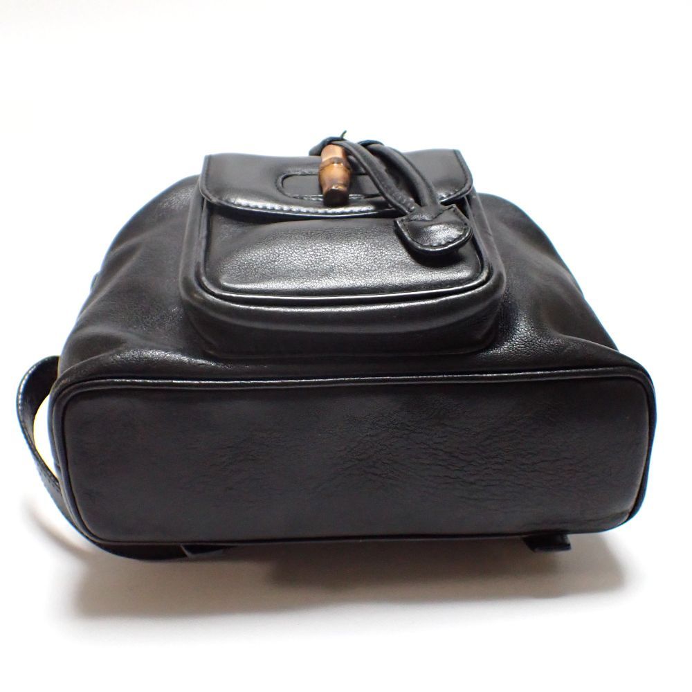 GUCCI】 グッチ バンブー リュック ブラック レザー バッグ 中古 黒