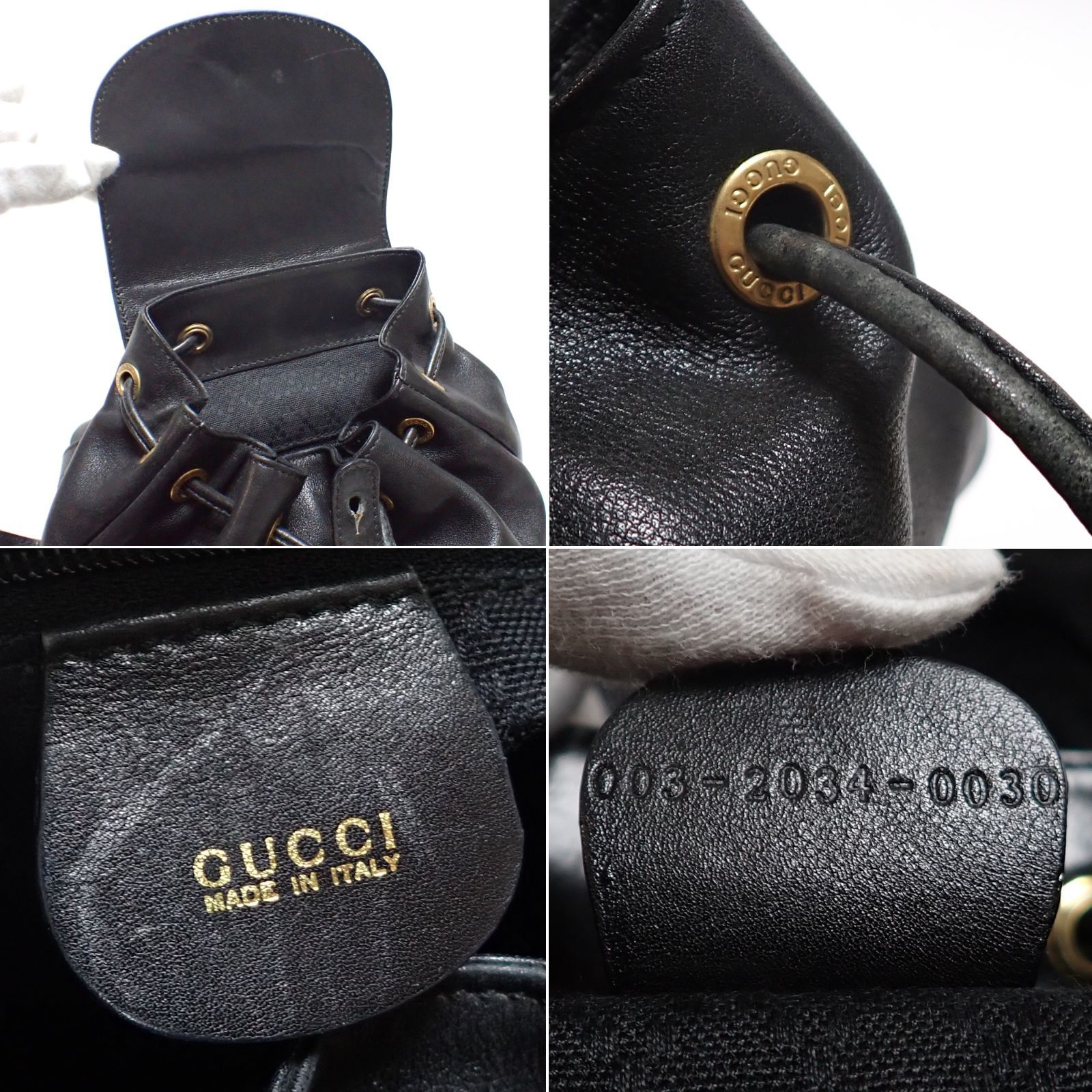 GUCCI】 グッチ バンブー リュック ブラック レザー バッグ 中古 黒