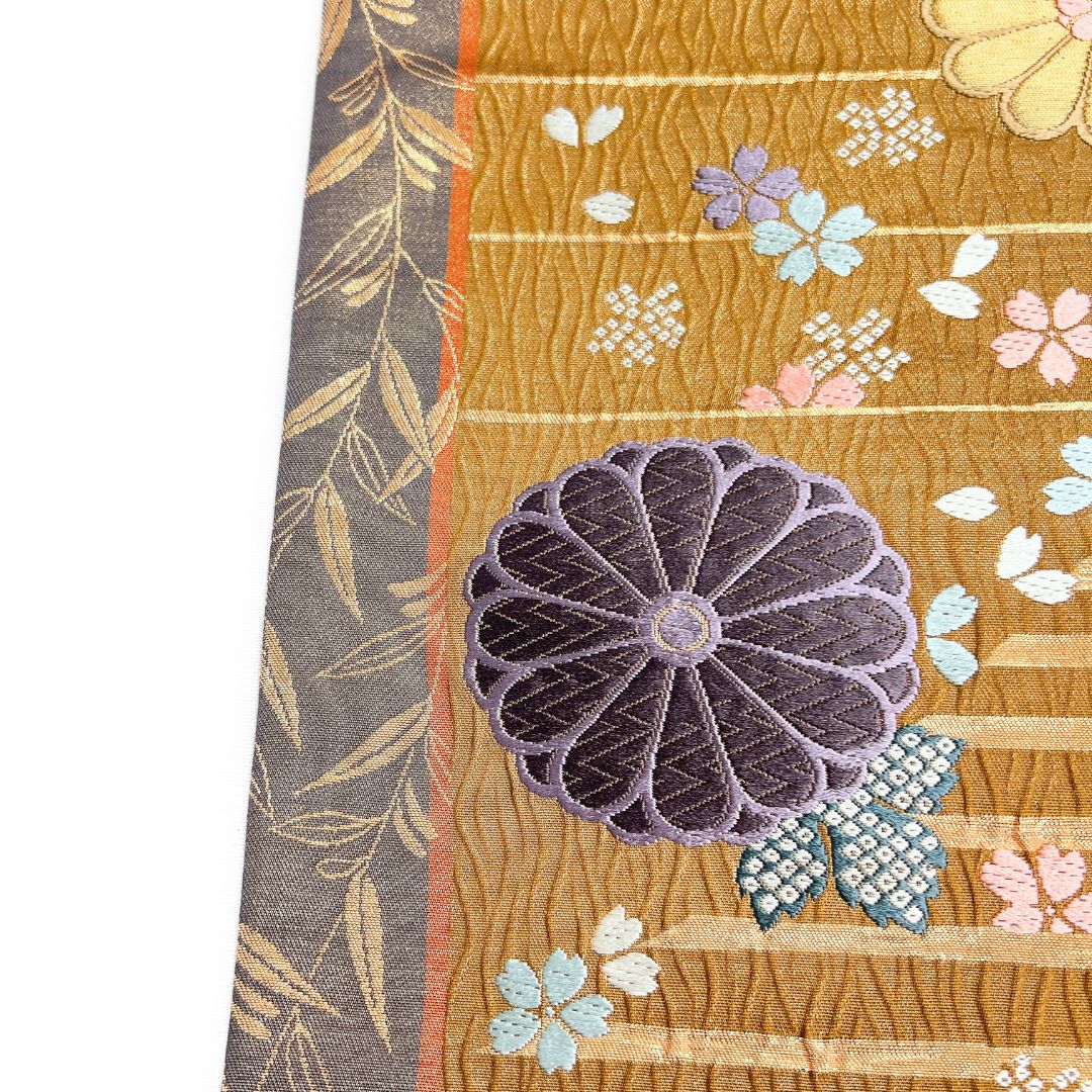 袋帯　菊花　桜花　花びら　横縞　竹　着物　122b d ms 袋帯 菊花 桜花 花びら 横縞 竹 着物 122b d ms 【公式通販】