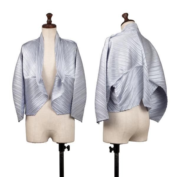 プリーツプリーズPLEATS PLEASE 光沢プリーツボレロジャケット 水色3