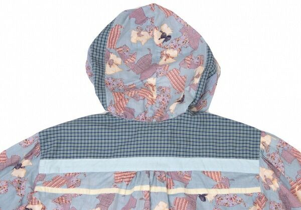 ピンクハウスPINK HOUSE ドッグチェックプリントフードシャツ 水色紫