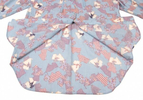 ピンクハウスPINK HOUSE ドッグチェックプリントフードシャツ 水色紫