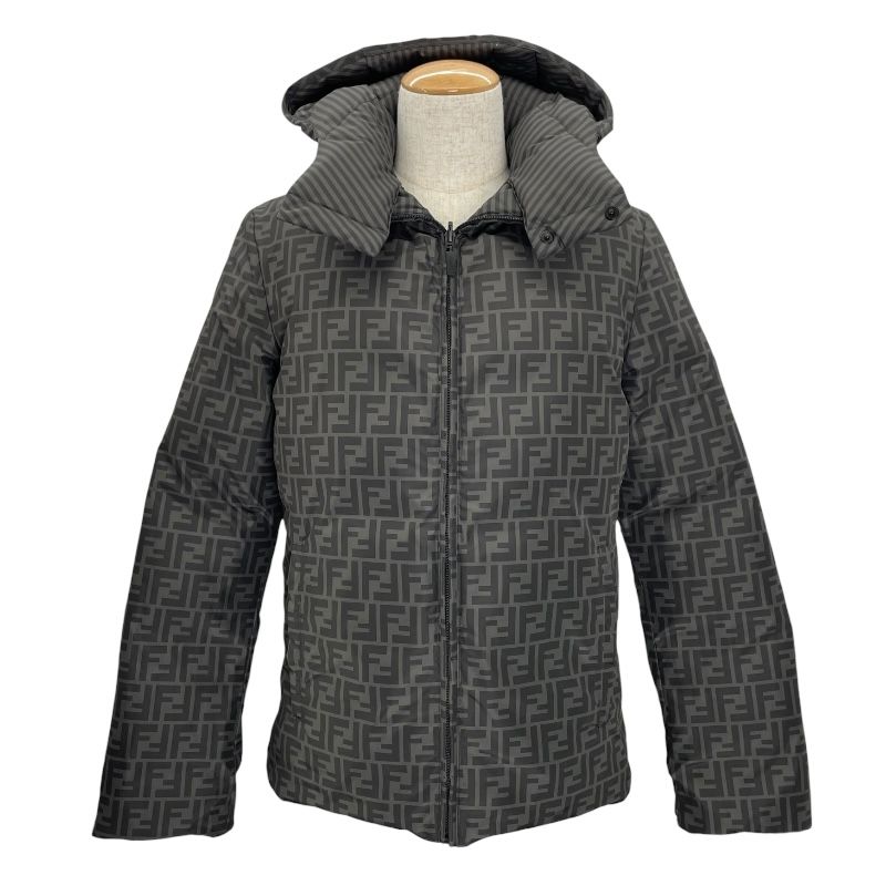 フェンディ FENDI FF総柄 リバーシブルダウンジャケット FAA 582 カーキ ポリエステル メンズ ダウンジャケット