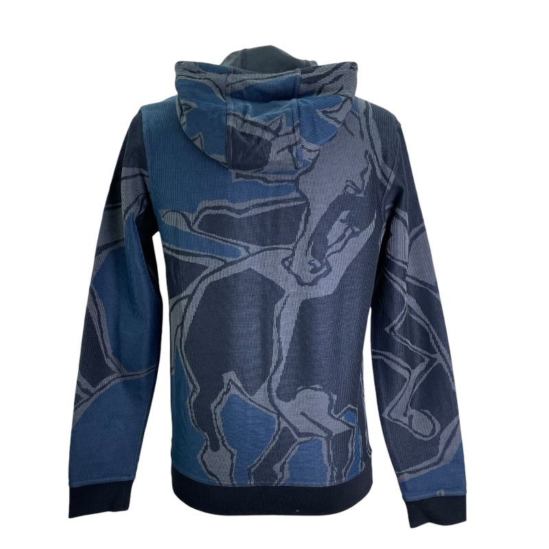 エルメス HERMES ホースプリント ジップアップパーカー ネイビー コットン メンズ パーカー