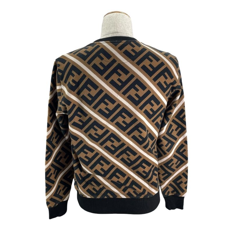 フェンディ FENDI FF総柄スウェットシャツ FY 0944 カーキ×ブラック コットン メンズ スウェット