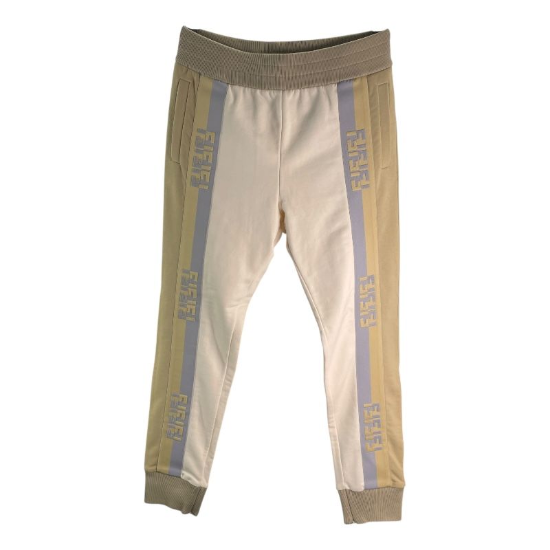 フェンディ FENDI FFロゴバイカラースウェードパンツ FAB 562 ベージュ コットン メンズ パンツ