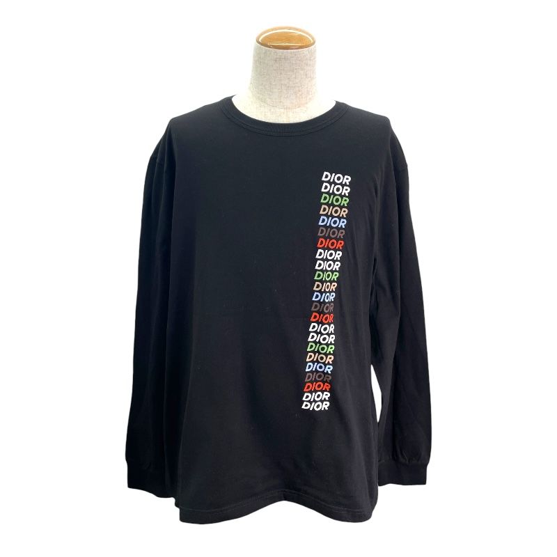 クリスチャン ディオール Christian Dior ロゴプリント 長袖カットソー ブラック コットン メンズ カットソー