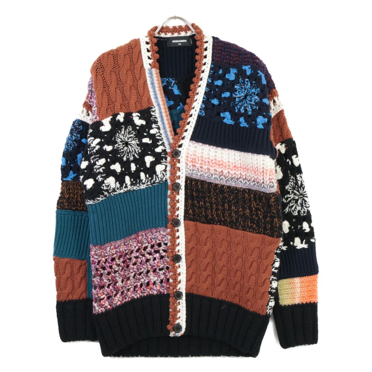ディースクエアード 正規 パッチワーク ニットカーディガン XS