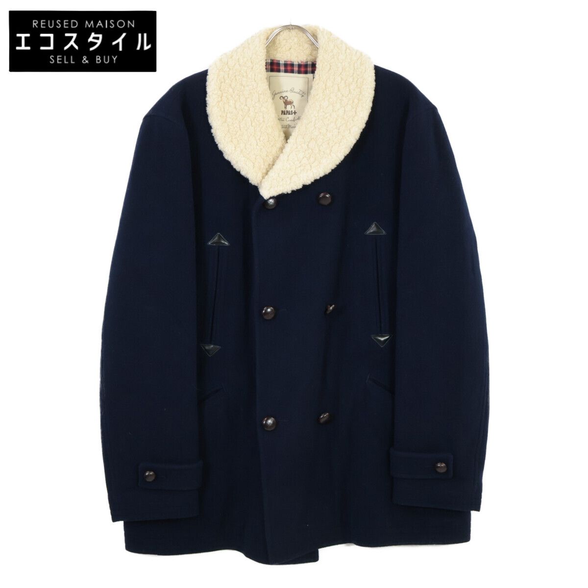 PAPAS パパス ウール ボアショールカラー ピー LL