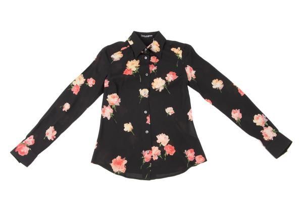 ドルチェ&ガッバーナDOLCE&GABBANA フローラルプリントシルクブラウス