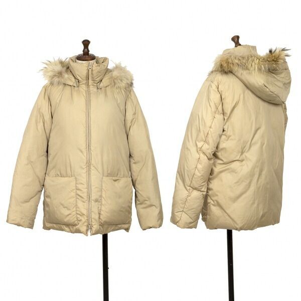 ズッカzucca フード着脱ファーダウンジャケット ベージュM ストア