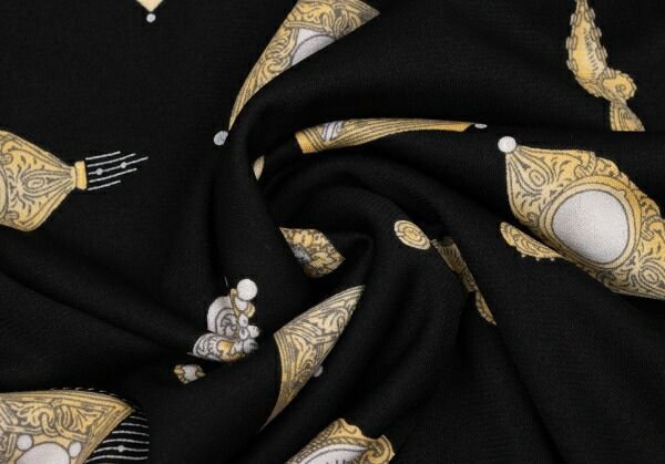 レオナールLEONARD ジュエリープリントAラインスカート 黒黄白38