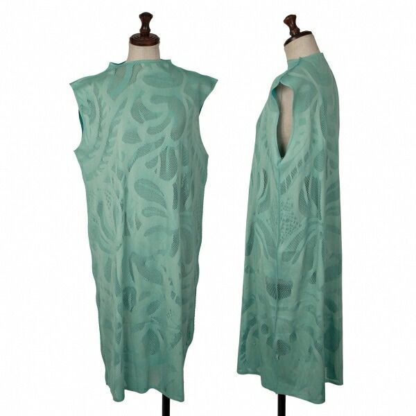 プリーツプリーズ ノースリーブ ワンピース　ミントグリーン プリーツプリーズPLEATS PLEASE A-POC INSIDE メッシュカッティング