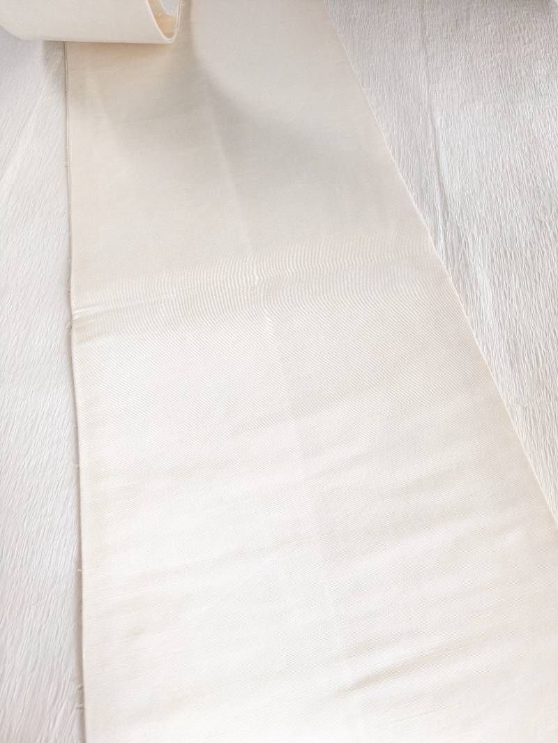 ひげ紬☆名古屋帯 ぼたん オフホワイト 名古屋仕立て 正絹 113 - メルカリ