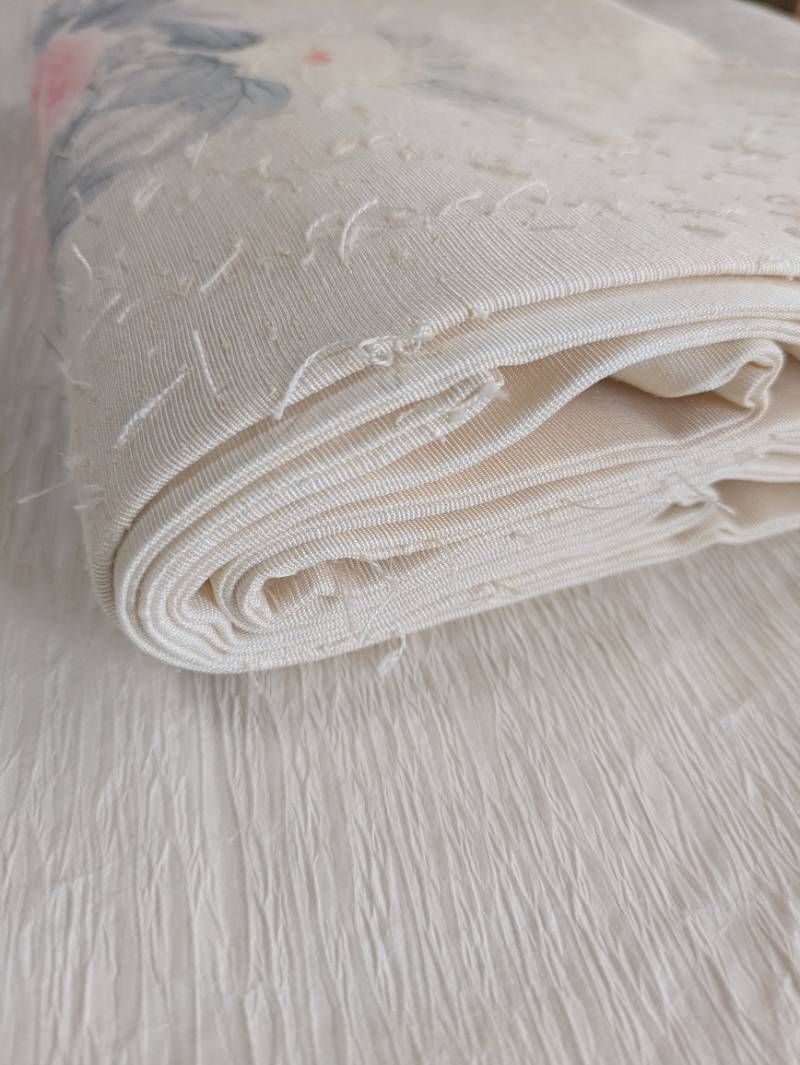 髭紬名古屋帯（横筋に髭文）オフホワイト無地　正絹美品 ひげ紬☆名古屋帯 ぼたん オフホワイト 名古屋仕立て 正絹 113 - メルカリ