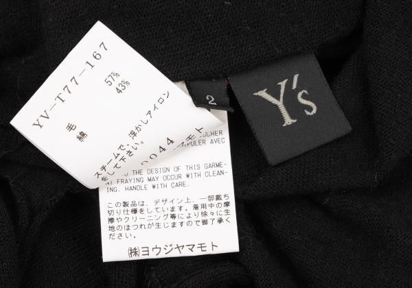 ワイズY's ウール混カッティングフリンジオーバーサイズニット 黒2