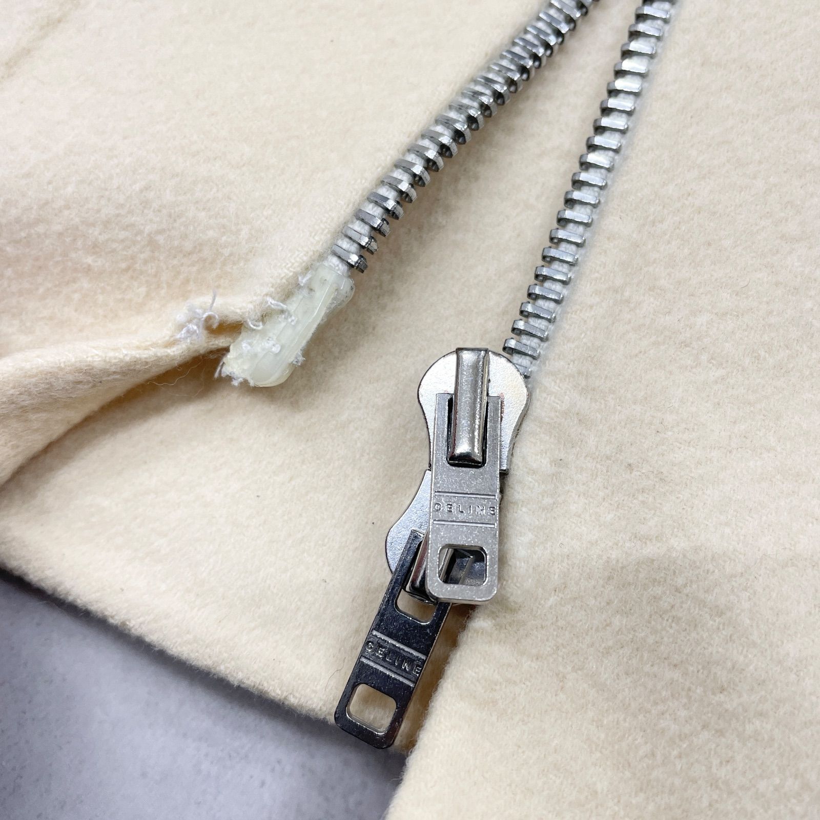 CELINE セリーヌ ロングコート ダブルフェイス ジップ スタンドカラー