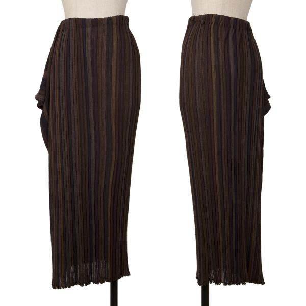 ヨーガンレールスカート ヨーガンレールJURGEN LEHL ウールシルクサイドドレープストライプ