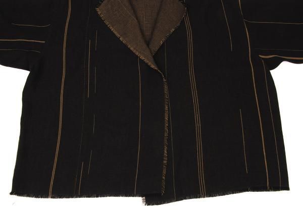 ヨーガンレールJURGEN LEHL リネンフリンジボタンレスカーディガン 黒茶M