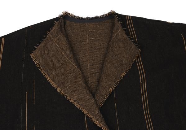 ヨーガンレールJURGEN LEHL リネンフリンジボタンレスカーディガン 黒茶M