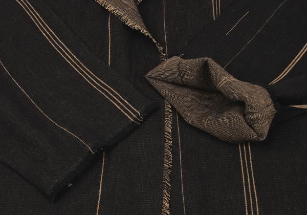 ヨーガンレールJURGEN LEHL リネンフリンジボタンレスカーディガン 黒茶M